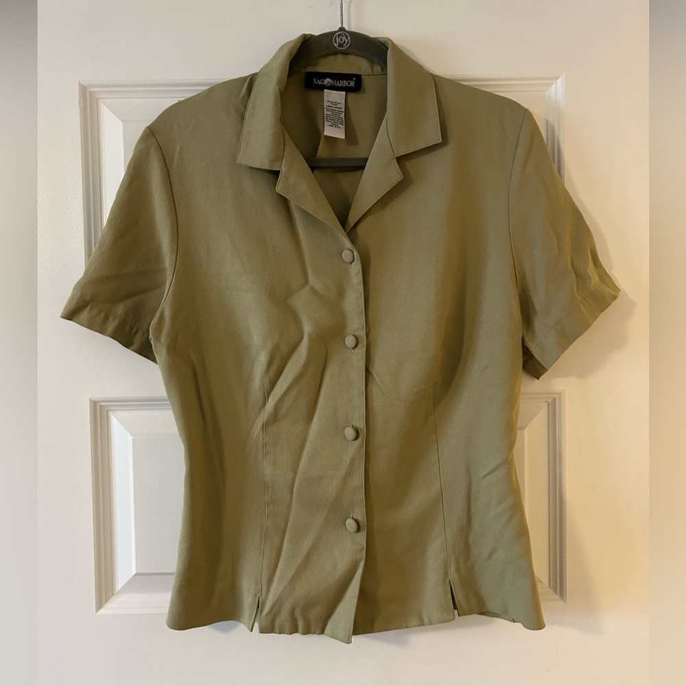 Sag Harbor Olive Green Button-Down Shirt